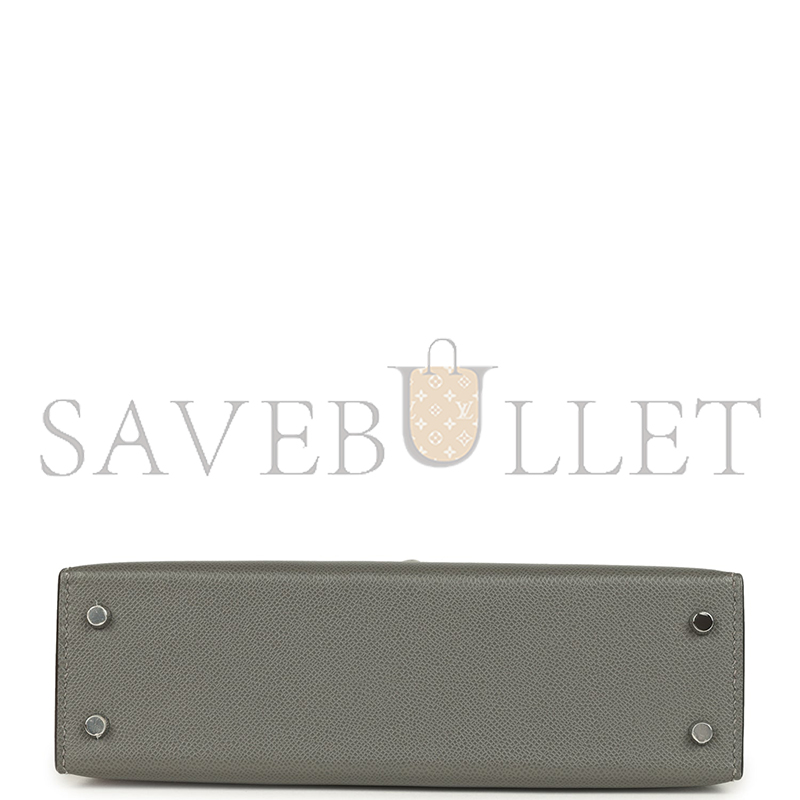 H**mes MASTER MINI KELLY SELLIER GRIS MEYER MADAME AND FICELLE SHINY ALLIGATOR TOUCH PALLADIUM HARDWARE (19*12*5.5cm)